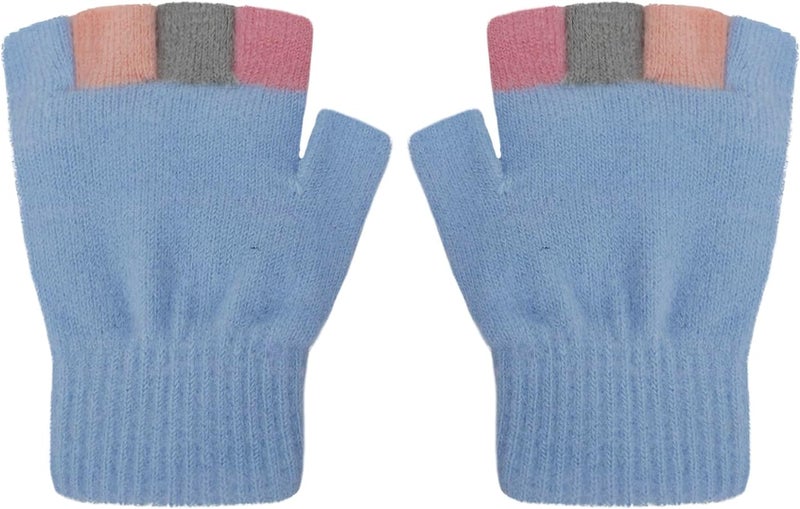 NICEYST Kids Convertible Flip Top Gloves Children Winter Warm Knitted Fingerless Mittens for Boys Girls 6-10 Years Old - Image 4